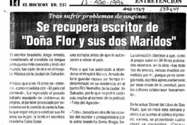 Se recupera escritor de Doña Flor y sus dos maridos"  [artículo].