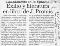 Exilio y literatura en libro de J. Promis  [artículo].