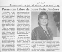 Presentan libro de Luisa Peña Jiménez