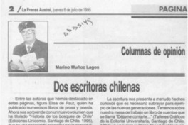 Dos escritoras chilenas  [artículo] Marino Muñoz Lagos.