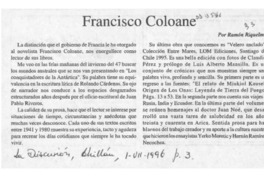 Francisco Coloane  [artículo] Ramón Riquelme.