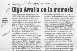 Olga Arratia en la memoria  [artículo] Juan Antonio Massone.