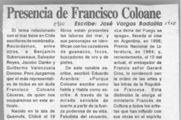 Presencia de Francisco Coloane  [artículo] José Vargas Badilla.
