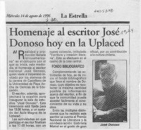 Homenaje al escritor José Donoso hoy en la Uplaced  [artículo].