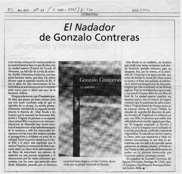 El Nadador de Gonzalo Contreras  [artículo].
