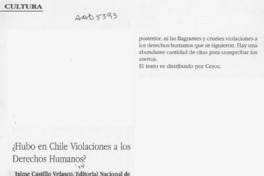 Hubo en Chile violaciones a los derechos humanos?  [artículo].