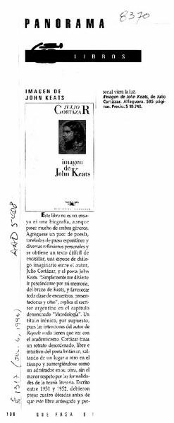 Imagen de John Keats  [artículo].