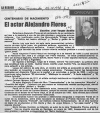El actor Alejandro Flores  [artículo] José Vargas Badilla.