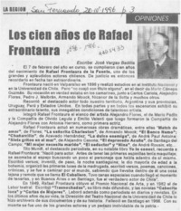 Los cien años de Rafael Frontaura  [artículo] José Vargas Badilla.