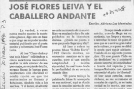 José Flores Leiva y el caballero andante  [artículo] Adriana Luz Menéndez.