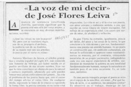 "La voz de mi decir" de José Flores Leiva  [artículo] Darío de la Fuente D.