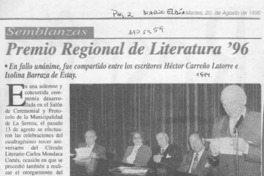 Premio Regional de Literatura '96  [artículo].