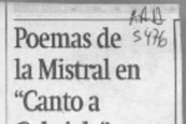 Poemas de la Mistral en "Canto a Gabriela"  [artículo].