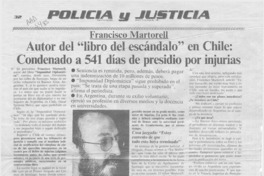 Autor del "libro del escándalo" en Chile, condenado a 541 días de presidio por injurias  [artículo].