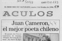 Juan Cameron, el mejor poeta chileno