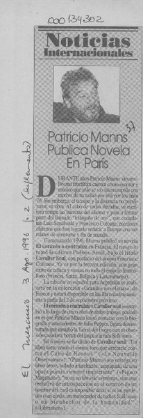 Patricio Manns publica novela en París  [artículo].