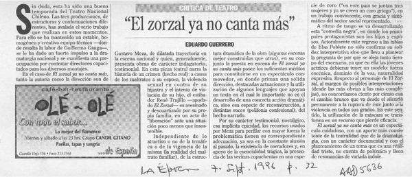 "El zorzal ya no canta más"  [artículo] Eduardo Guerrero.