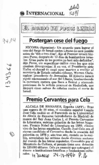 Premio Cervantes para Cela  [artículo].