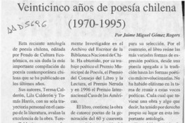 Veinticinco años de poesía  [artículo] Jaime Gómez Rogers.