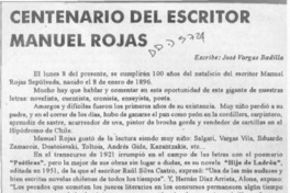 Centenario del escritor Manuel Rojas  [artículo] José Vargas Badilla.