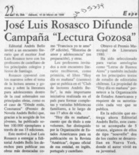 José Luis Rosasco difunde campaña "Lectura gozosa"  [artículo].