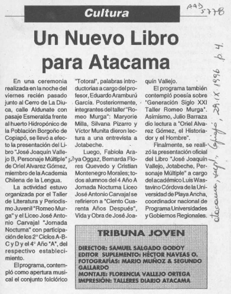 Un Nuevo libro para Atacama  [artículo].