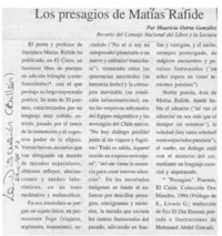 Los presagios de Matías Rafide  [artículo] Mauricio Ostria González.