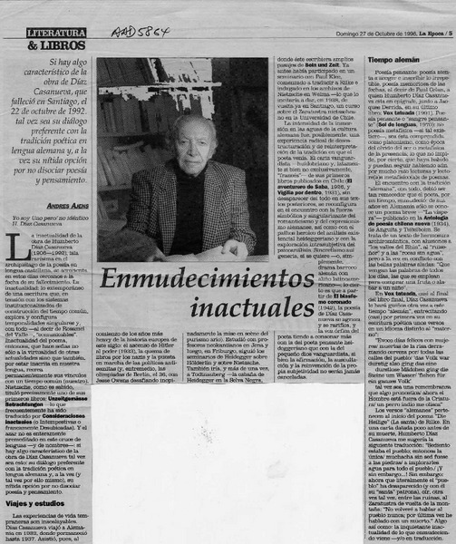 Enmudecimientos inactuales  [artículo] Andrés Ajens.