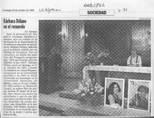 Bárbara Délano en el recuerdo  [artículo] X. P.