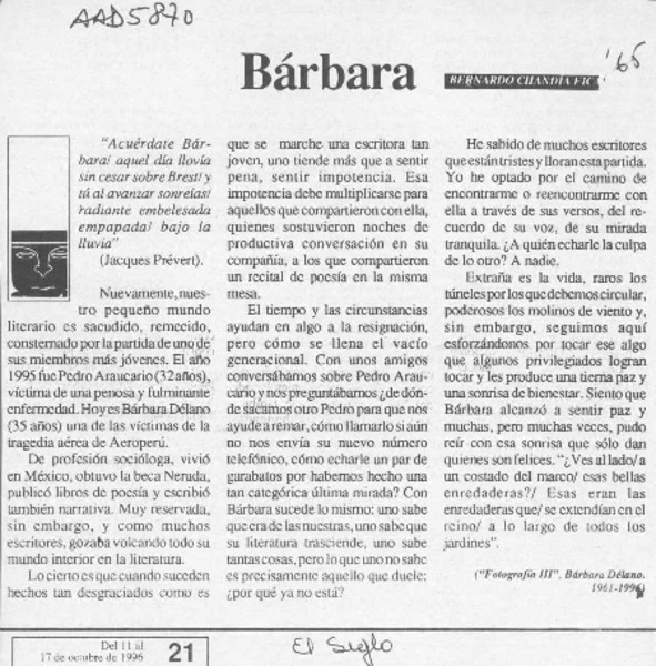 Bárbara  [artículo] Bernardo Chandía Fica.