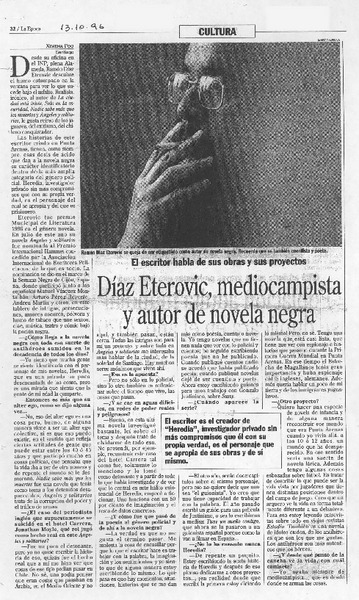 Díaz Eterovic, mediocampista y autor de novela negra