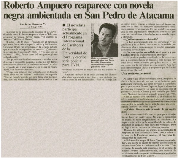 Roberto Ampuero reaparece con novela negra ambientada en San Pedro de Atacama