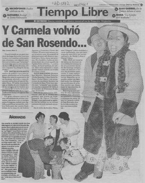 Y Carmela volvió de San Rosendo --  [artículo] Carmen Mera O.
