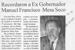 Recordaron a Ex Gobernador Manuel Francisco Mesa Seco  [artículo].
