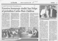 Emotivo homenaje rindió San Felipe al periodista Carlos Ruiz Zaldívar  [artículo].