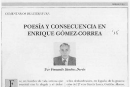 Poesía y consecuencia de Enrique Gómez-Correa