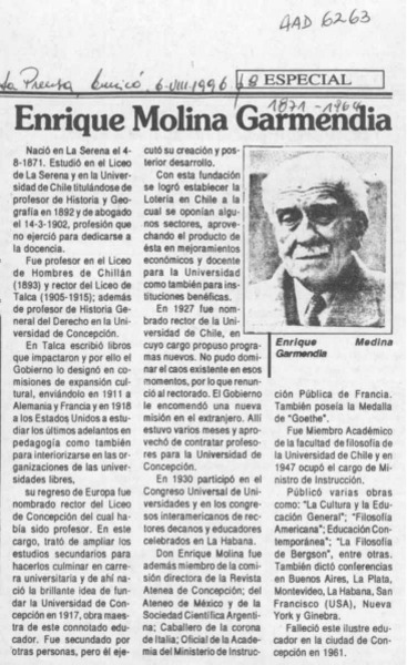 Enrique Molina Garmendia  [artículo].