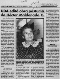 UDA editó obra póstuma de Héctor Maldonado C.  [artículo].