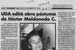 UDA editó obra póstuma de Héctor Maldonado C.  [artículo].