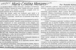 María Cristina Menares  [artículo] Rodolfo Nuñez Durán.