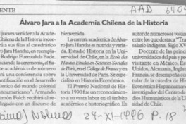 Alvaro Jara a la Academia Chilena de la Historia  [artículo].