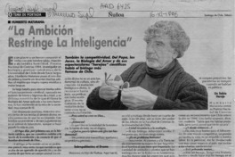 "La ambición restringe la inteligencia"  [artículo].
