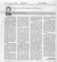 "Ruleta rusa" de Alejandra Rodríguez  [artículo] Bernardo González Koppmann.