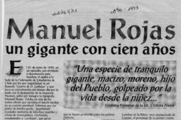 Manuel Rojas un gigante con cien años  [artículo] Mario Noceti Zerega