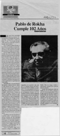 Pablo de Rokha cumple 102 años  [artículo] Alejandro Lavquen.