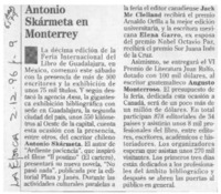 Antonio Skármeta en Monterrey  [artículo].