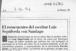 El Reencuentro del escritor Luis Sepúlveda con Santiago  [artículo].