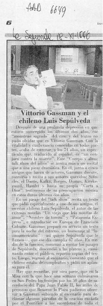 Vittorio Gassman y el chileno Luis Sepúlveda  [artículo].