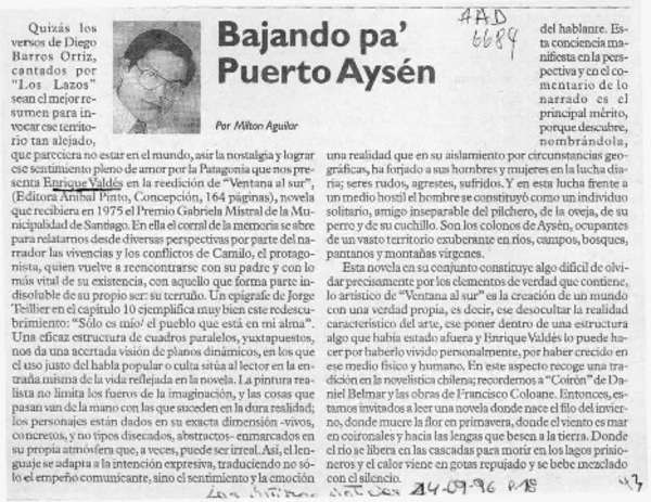 Bajando pa' Puerto Aysén  [artículo] Milton Aguilar.