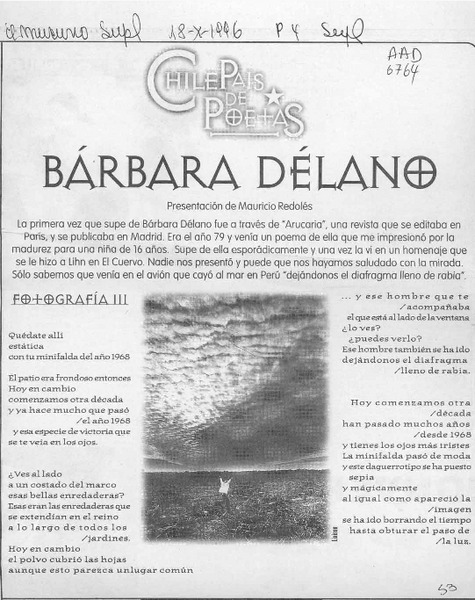 Bárbara Délano  [artículo] Mauricio Redolés.